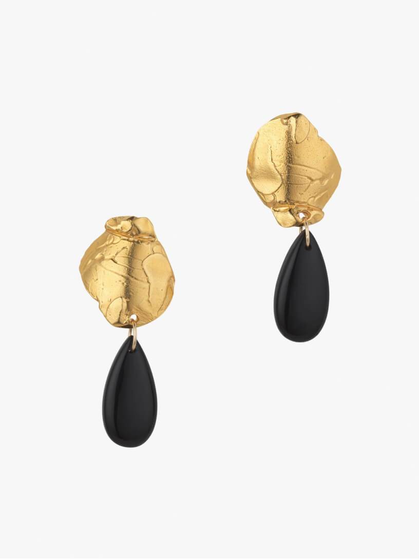 チューリップダングルピアス（アクアブラック）